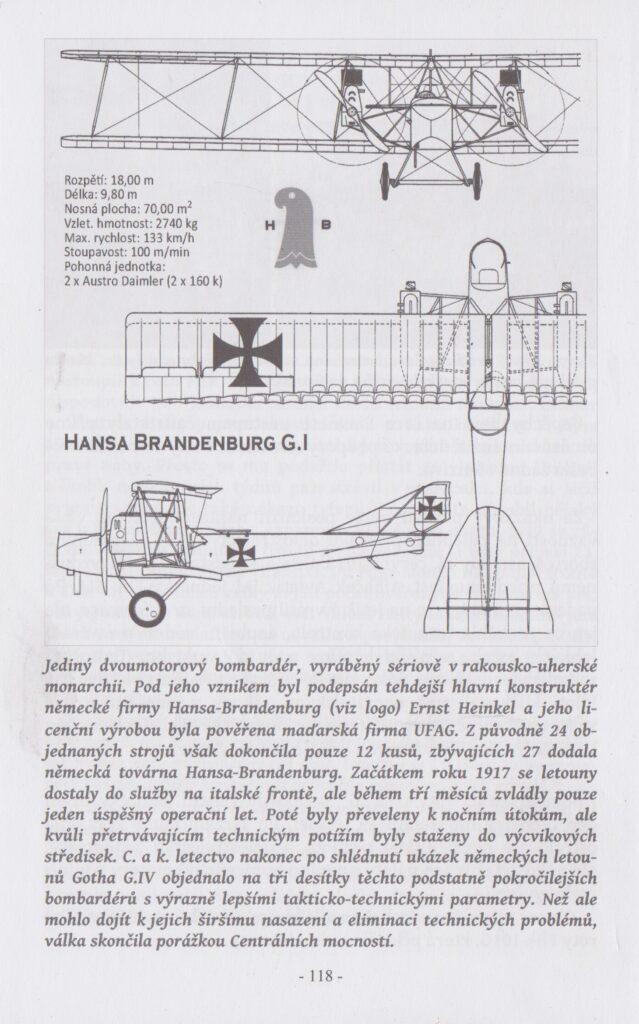 Dvoumotorový bombardér Hansa Brandenburg G. I (výkres)